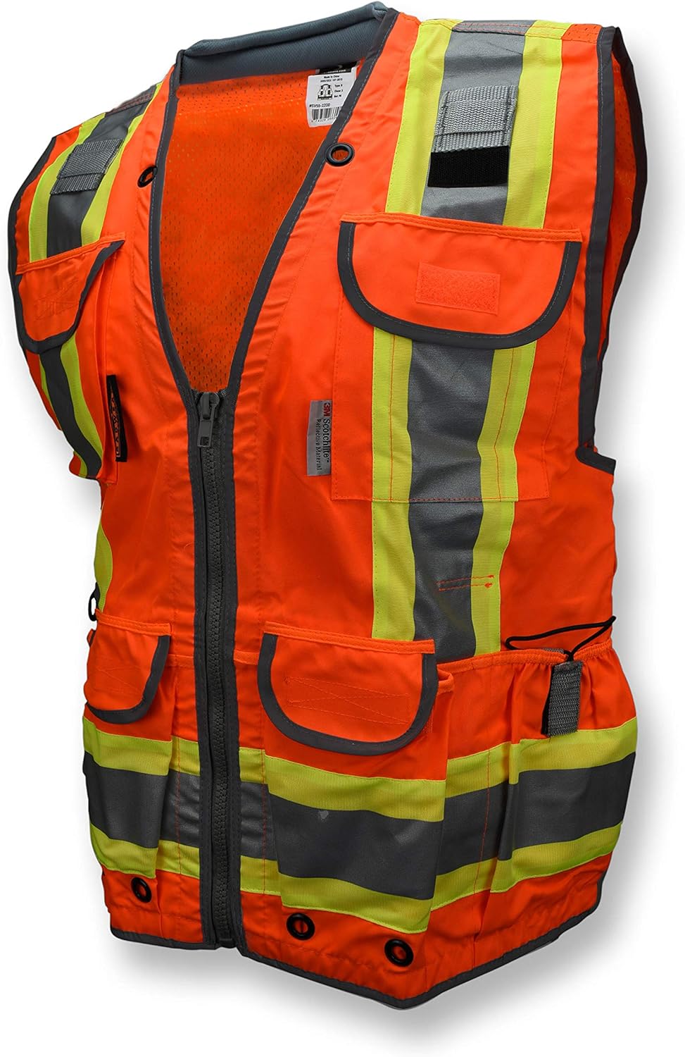 High-Visibility Safety Vest | Class 2 Engineer Workwear with Padded Neck Support 1 Radians SV55 Class 2 Heavy Woven Two Tone Engineer Vest with Padded Neck to Support Extra Weight in Cargo Pockets