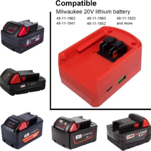 Milwaukee 18V Battery to USB Charger Adapter, Fast Charge Power Tool Converter