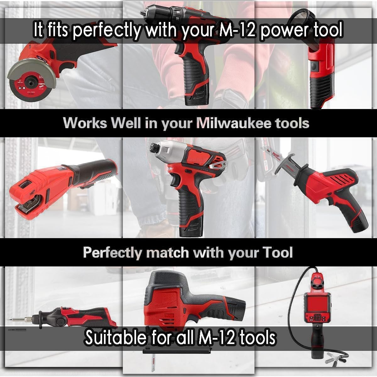 12V 3Ah Battery for Milwaukee Tools Heated Jacket M12 Cordless Replacement 2 12V 3Ah Battery for Milwaukee Tools Heated Jacket M12 Cordless Replacement - Image 2