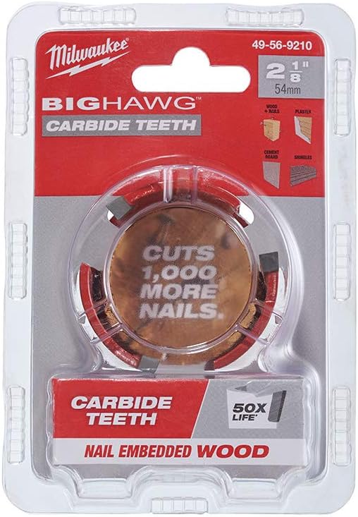 Milwaukee Big Hawg 2-1/8" Carbide Hole Saw for Nail-Embedded Wood 2 Milwaukee Big Hawg 2-1/8" Carbide Hole Saw for Nail-Embedded Wood - Image 2
