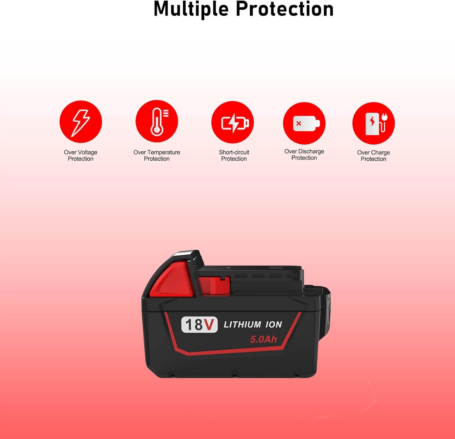 Milwaukee M18 5.0Ah Battery Replacement | High-Capacity 18V Li-Ion Power Tool Battery 3 Milwaukee M18 5.0Ah Battery Replacement | High-Capacity 18V Li-Ion Power Tool Battery - Image 3