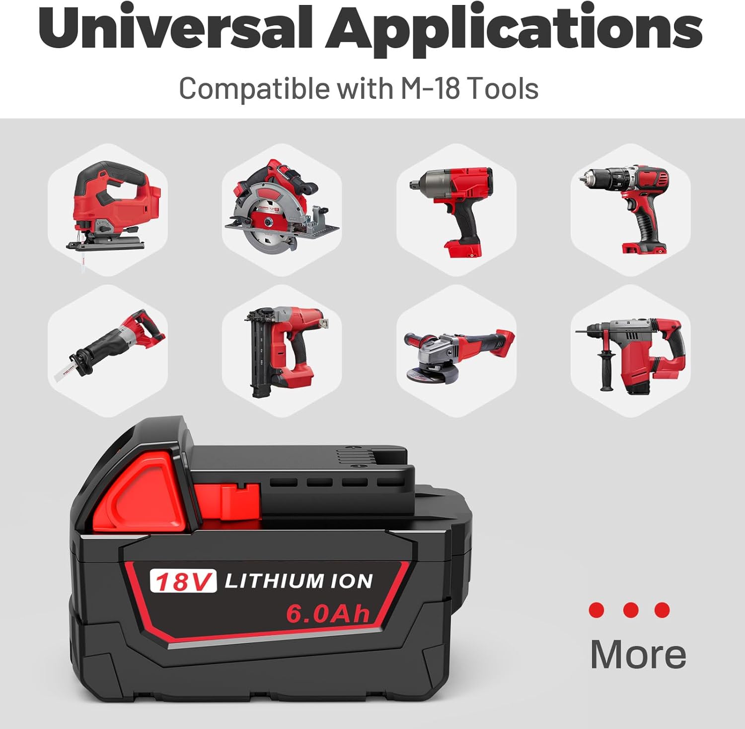 Milwaukee M18 6.0Ah Battery Replacement 2-Pack | High Capacity Long-Lasting Li-Ion Power Tool Battery 4 Milwaukee M18 6.0Ah Battery Replacement 2-Pack | High Capacity Long-Lasting Li-Ion Power Tool Battery - Image 4