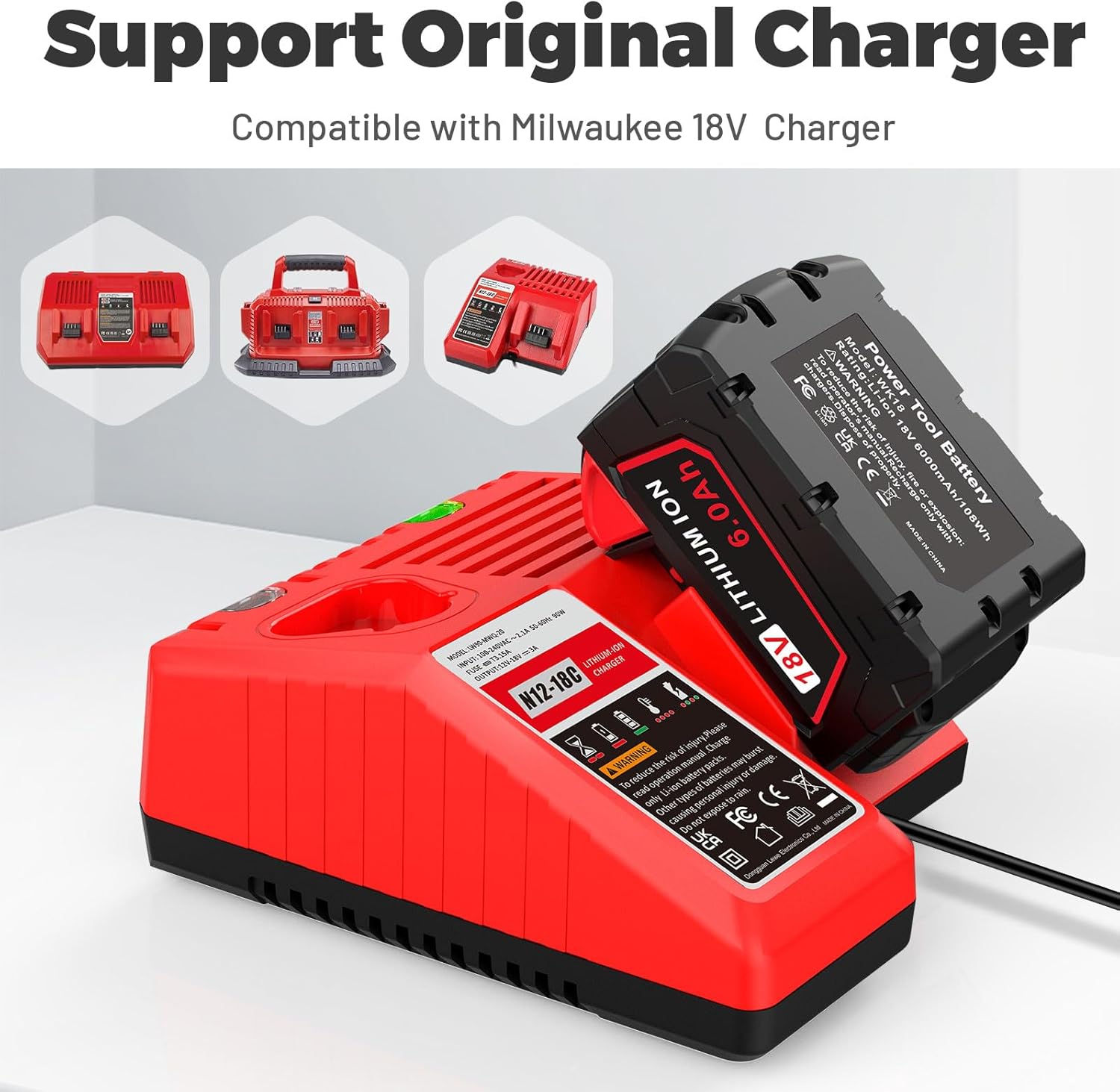 Milwaukee M18 6.0Ah Battery Replacement 2-Pack | High Capacity Long-Lasting Li-Ion Power Tool Battery 6 Milwaukee M18 6.0Ah Battery Replacement 2-Pack | High Capacity Long-Lasting Li-Ion Power Tool Battery - Image 6