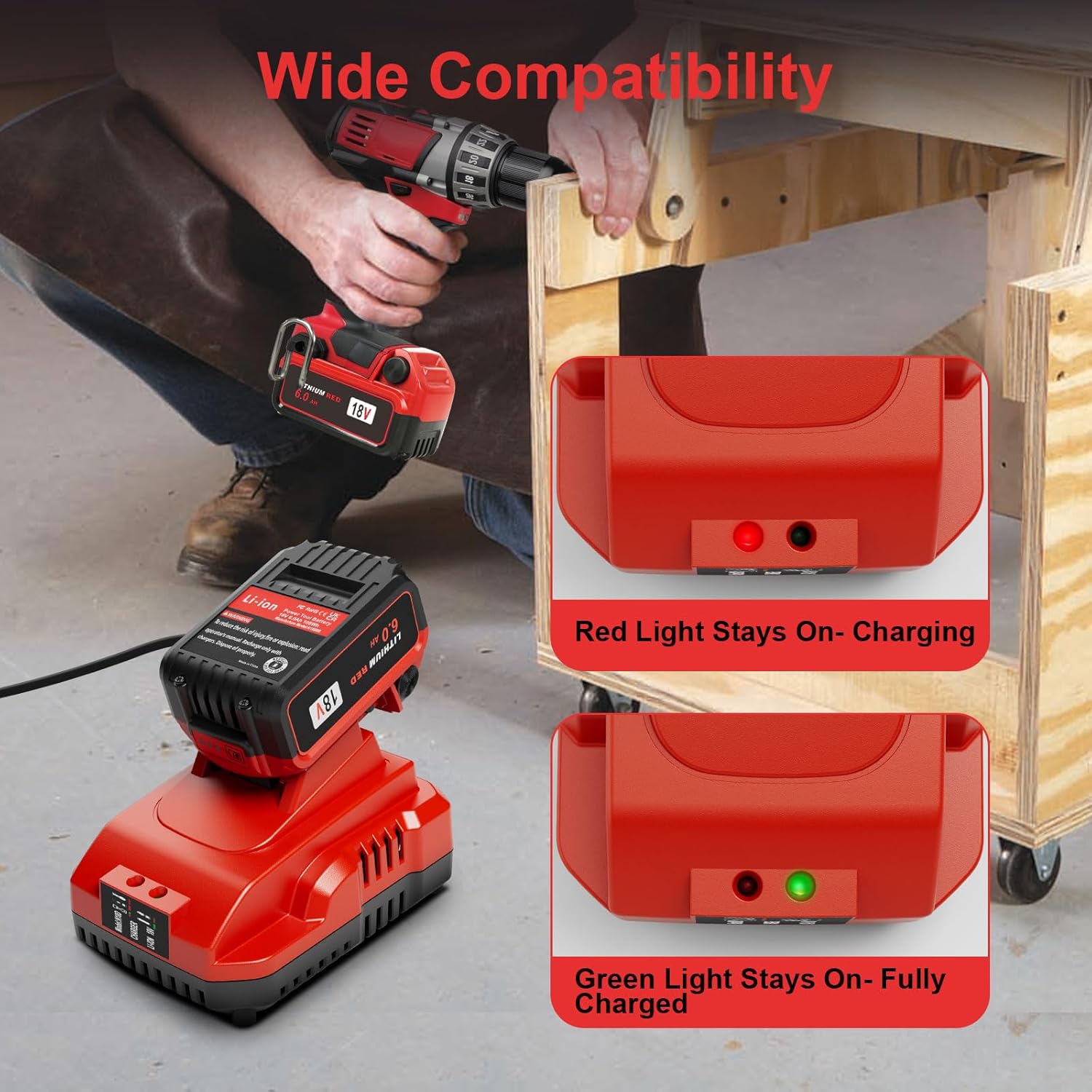 Milwaukee M18 6.0Ah Battery 2-Pack with Fast Charger | High Capacity Lithium-Ion Replacement 6 Milwaukee M18 6.0Ah Battery 2-Pack with Fast Charger | High Capacity Lithium-Ion Replacement - Image 6