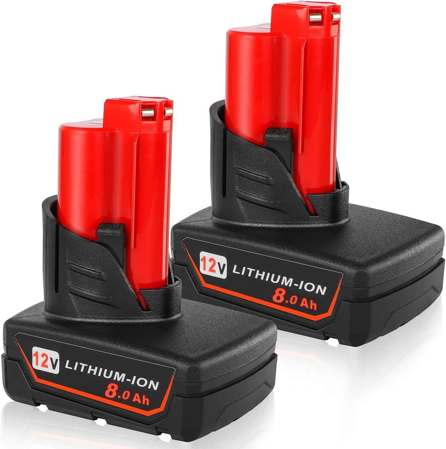 High-Capacity 2-Pack Milwaukee 12V 8Ah Lithium-Ion Replacement Battery for Power Tools 1 2 Pack 12V 8.0Ah Replacement Battery Compatible with Milwaukee 8Ah 48-11-2401 Li-Ion Battery 48-11-2420 48-11-2411 48-11-2440 48-11-2402 Tools