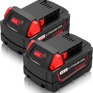 2 Packs Compatible for Milwaukee 18v Battery WK18 6.0Ah Batteries for Milwaukee Mk-18, Strong Power High Capacity for Milwaukee, Compatible with 48-11-1850 48-11-1852 48-11-1865 48-11-1862 48-11-1840