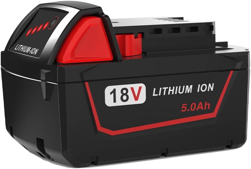 Milwaukee M18 5.0Ah Battery Replacement | High-Capacity 18V Li-Ion Power Tool Battery 1 5.0Ah 18V Replace for Milwaukee M18 Battery Compatible with Milwaukee M18 Cordless Power Tools 18V XC Lithium Battery 48-11-1852 48-11-1850 48-11-1862 48-11-1812