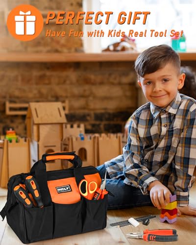 INCLY Kids Real Tool Set: 24-Piece Learning Kit w/ Bag for DIY Projects 6 INCLY Kids Real Tool Set: 24-Piece Learning Kit w/ Bag for DIY Projects - Image 6