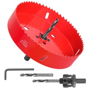 6 Inch Hole Saw - 152mmHSS Bi-Metal Hole Saw - Heavy Duty Hole Cutter for Metal/Wood with Smooth Flat Edge, Fast Chip Removal, Ideal for Cornhole Boards, Bean Bags, Recessed Lights
