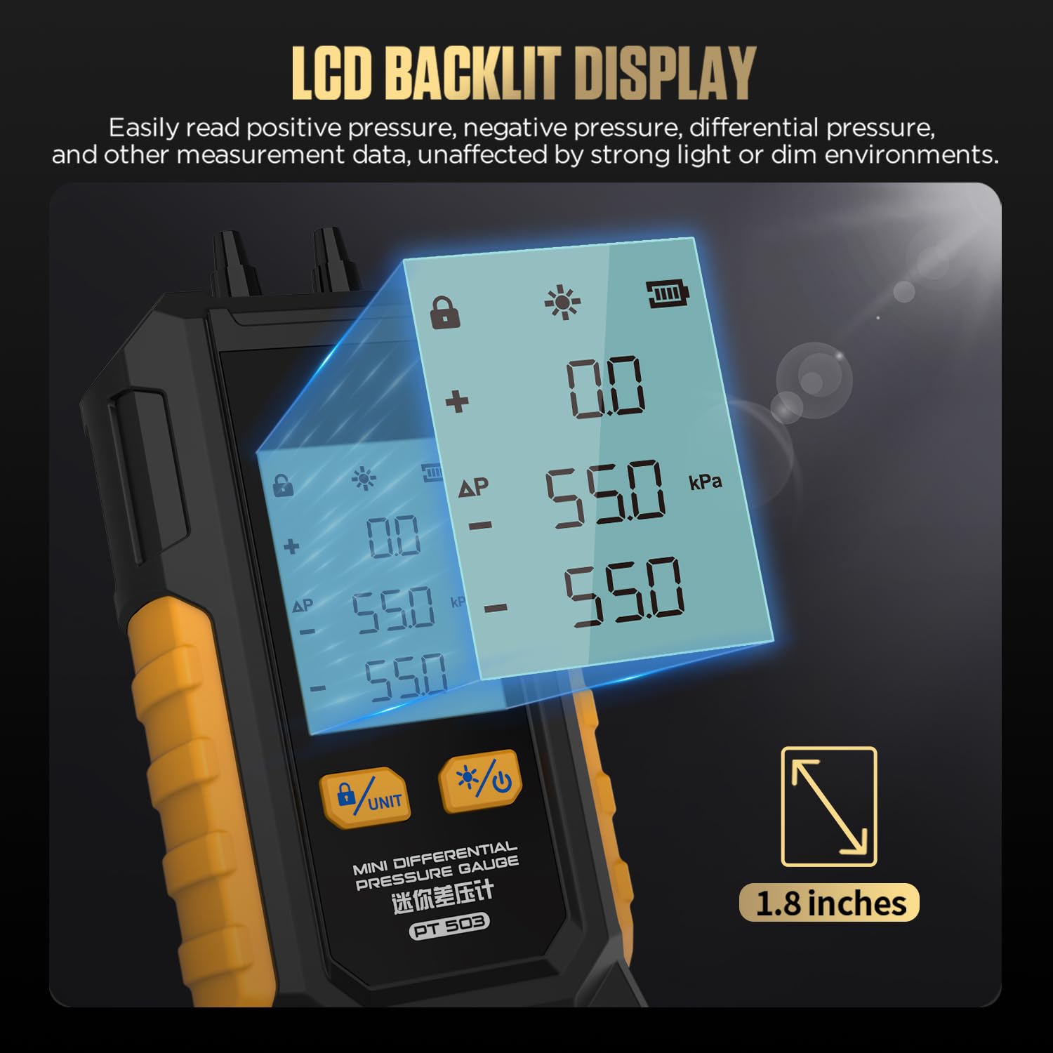 LINXINO Digital Manometer HVAC Gas Pressure Tester Dual Port Gauge kPa 3 LINXINO Digital Manometer HVAC Gas Pressure Tester Dual Port Gauge kPa - Image 3