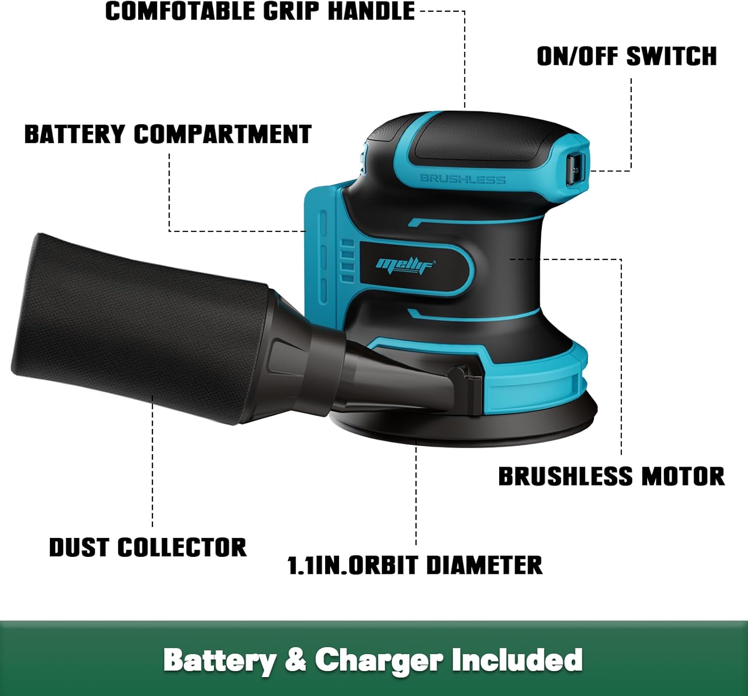 Mayoki 5'' Cordless Orbit Sander: Power, Precision, Convenience 9 Mayoki 5'' Cordless Orbit Sander: Power, Precision, Convenience - Image 9