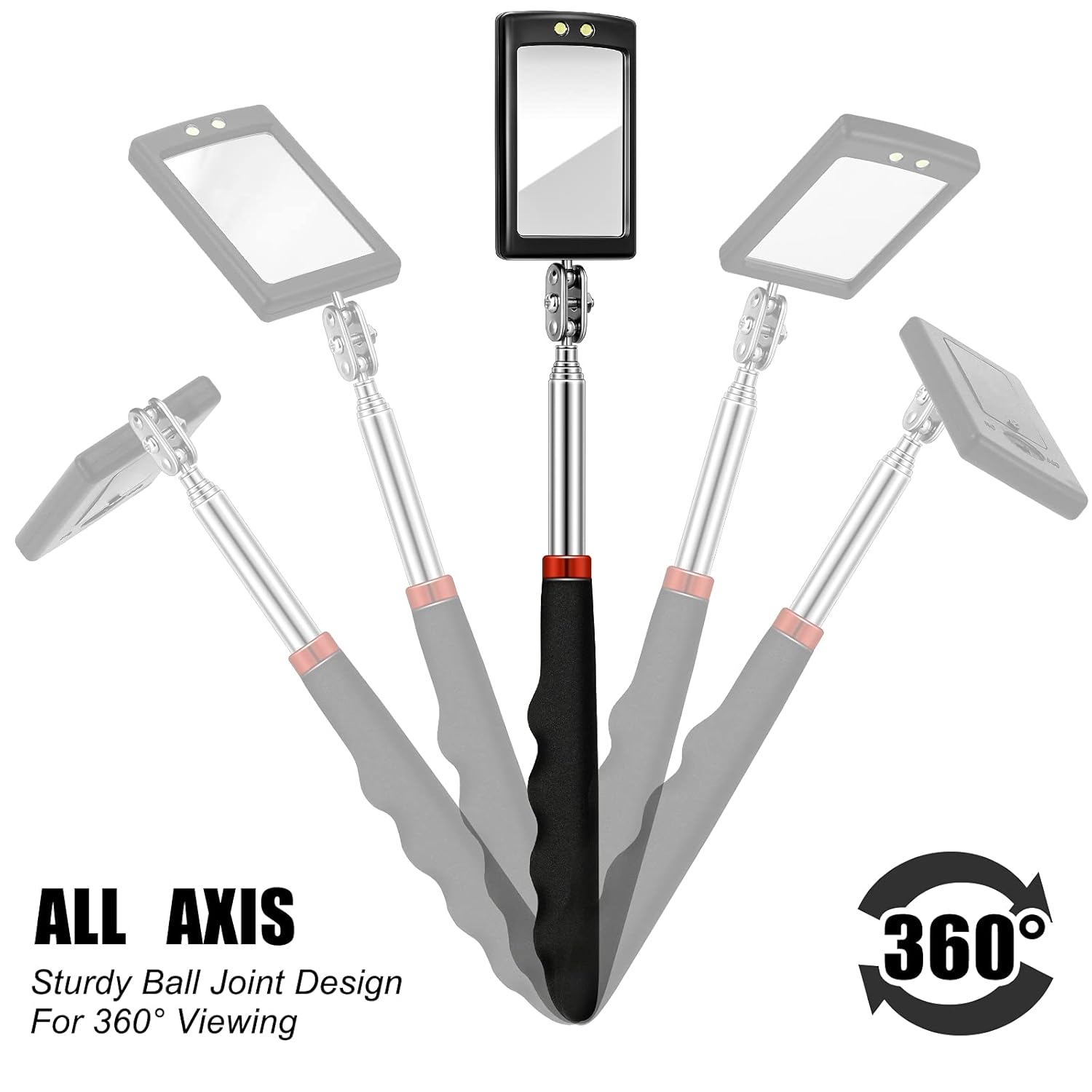 Telescoping Inspection Mirror with Light - 3pc Set for Cars & Beauty 7 Telescoping Inspection Mirror with Light - 3pc Set for Cars & Beauty - Image 7