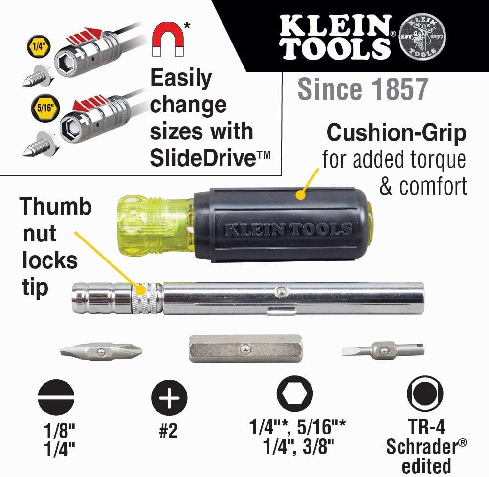 Klein HVAC Magnetic Multi-Bit Screwdriver 8-in-1 Hex Slide Drive Tool 3 Klein HVAC Magnetic Multi-Bit Screwdriver 8-in-1 Hex Slide Drive Tool - Image 3
