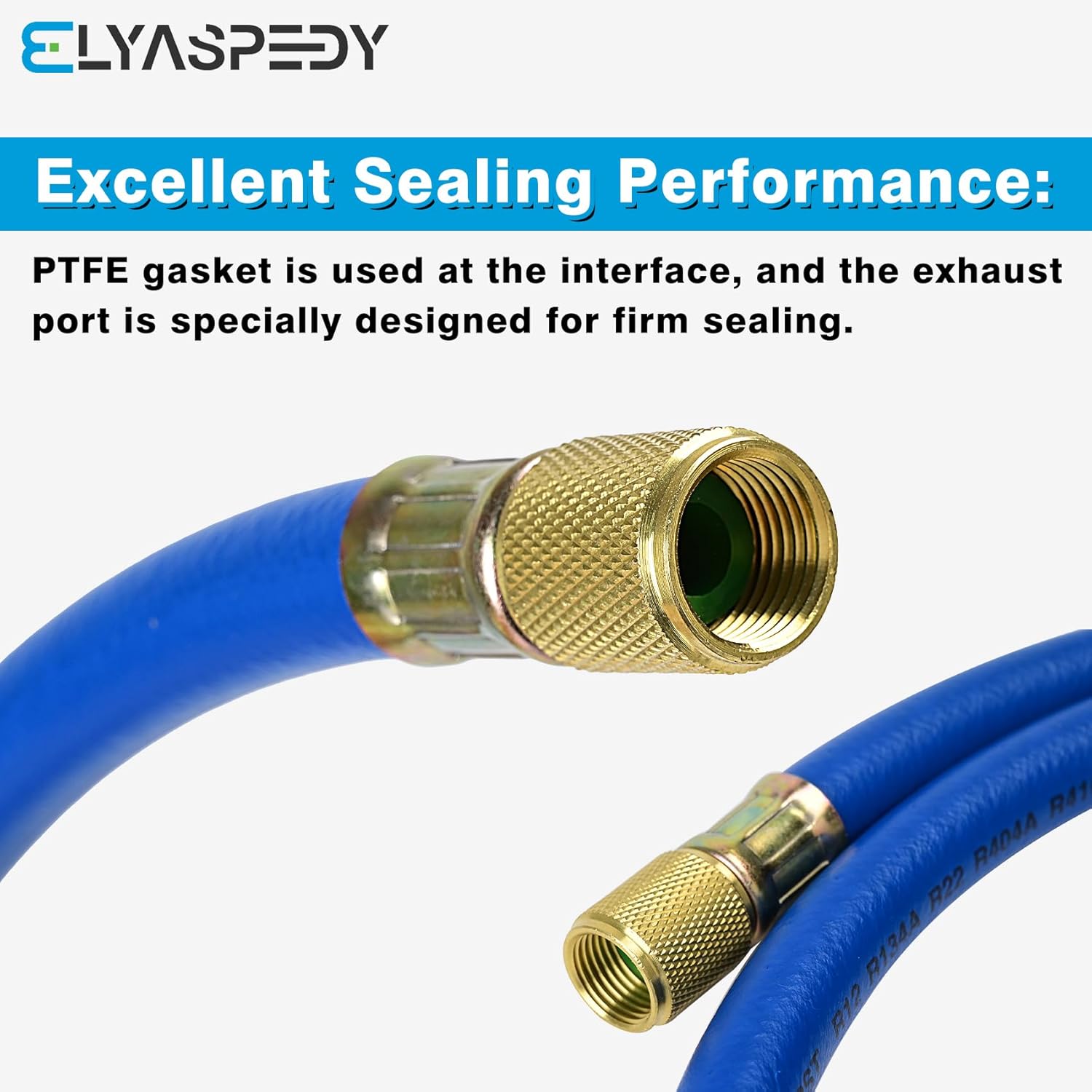 Premium 3/8" Refrigerant Charging Hose | R410A Compatible | 800 PSI | 6 FT Blue Hose 4 Premium 3/8" Refrigerant Charging Hose | R410A Compatible | 800 PSI | 6 FT Blue Hose - Image 4