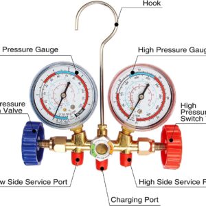 Professional HVAC 3-Way R410A Manifold Gauge Set with Hoses & Adapters