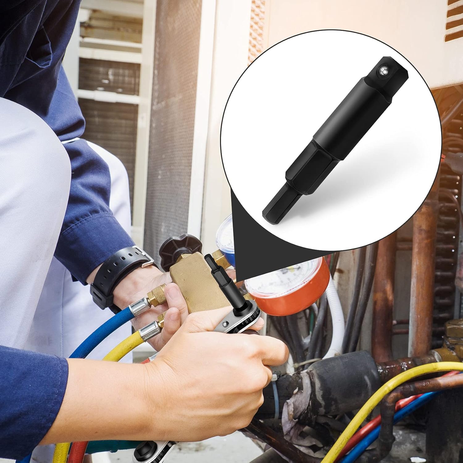 HVAC Service Hex Wrench 3/16-5/16 Valve Adapter - AC Repair Tool Kit 6 HVAC Service Hex Wrench 3/16-5/16 Valve Adapter - AC Repair Tool Kit - Image 6