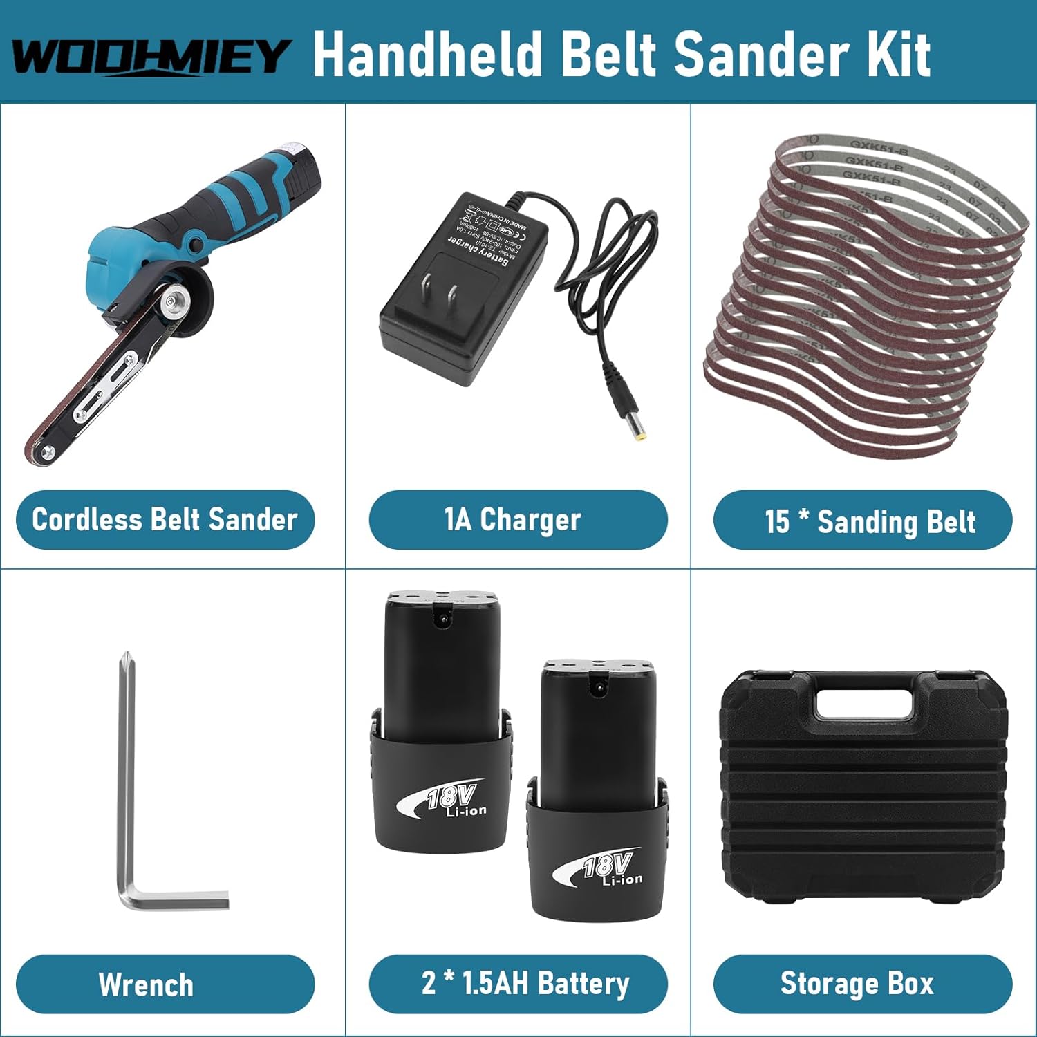 Cordless Belt Sander 16.8V with 15 Belts for Wood Metal Grinding 4 Cordless Belt Sander 16.8V with 15 Belts for Wood Metal Grinding - Image 4