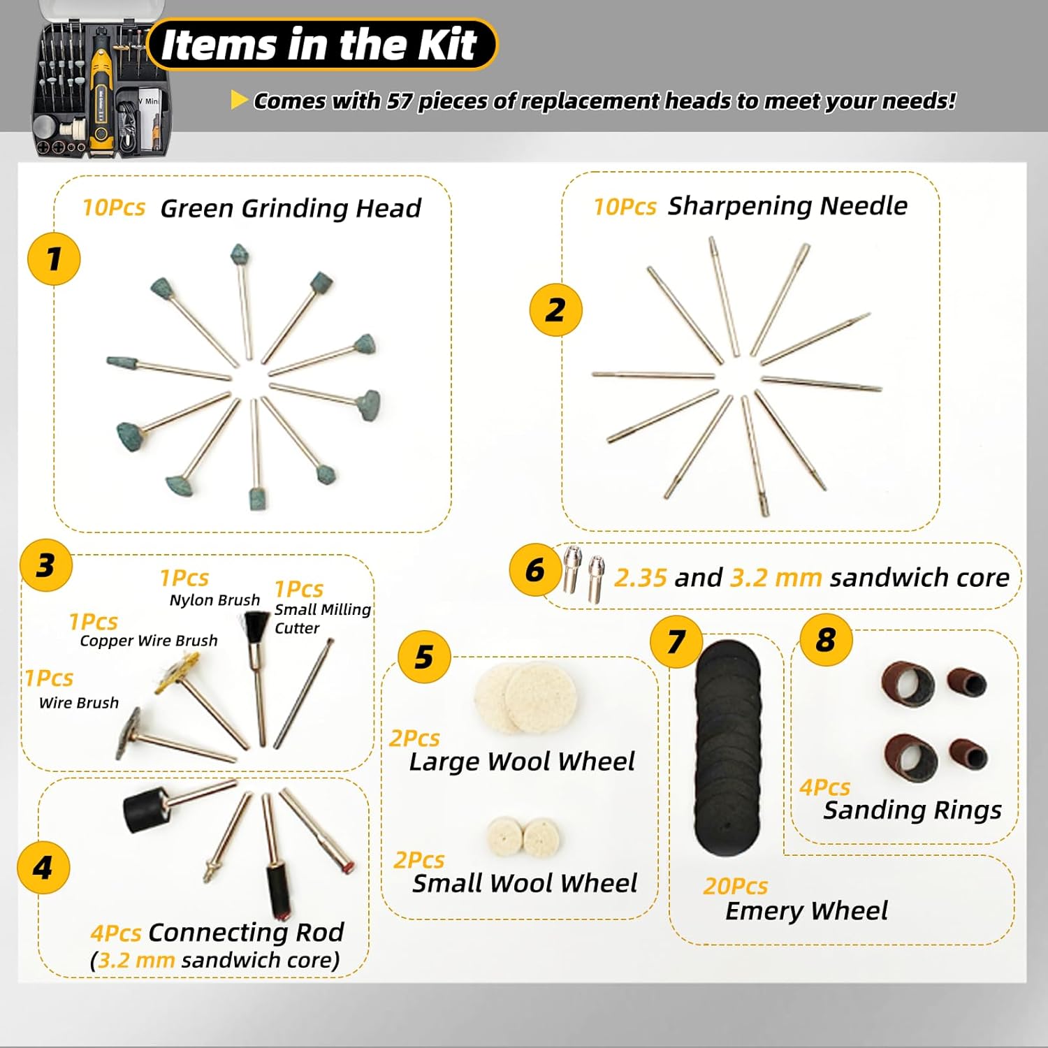 Cordless 3D Resin Drill Kit: 57 Attachments for Sanding, Polishing, and Model Finishing 7 Cordless 3D Resin Drill Kit: 57 Attachments for Sanding, Polishing, and Model Finishing - Image 7