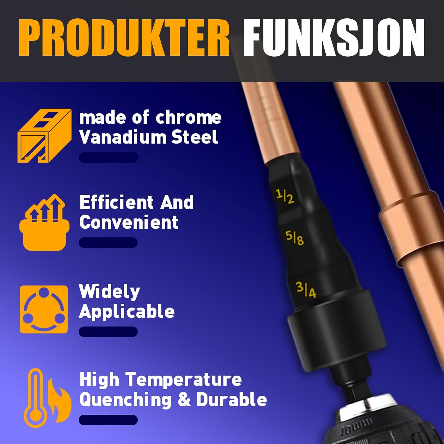 Professional 5-in-1 HVAC Copper Pipe Expander Tool with 5 Swaging Drill Bits 6 Professional 5-in-1 HVAC Copper Pipe Expander Tool with 5 Swaging Drill Bits - Image 6