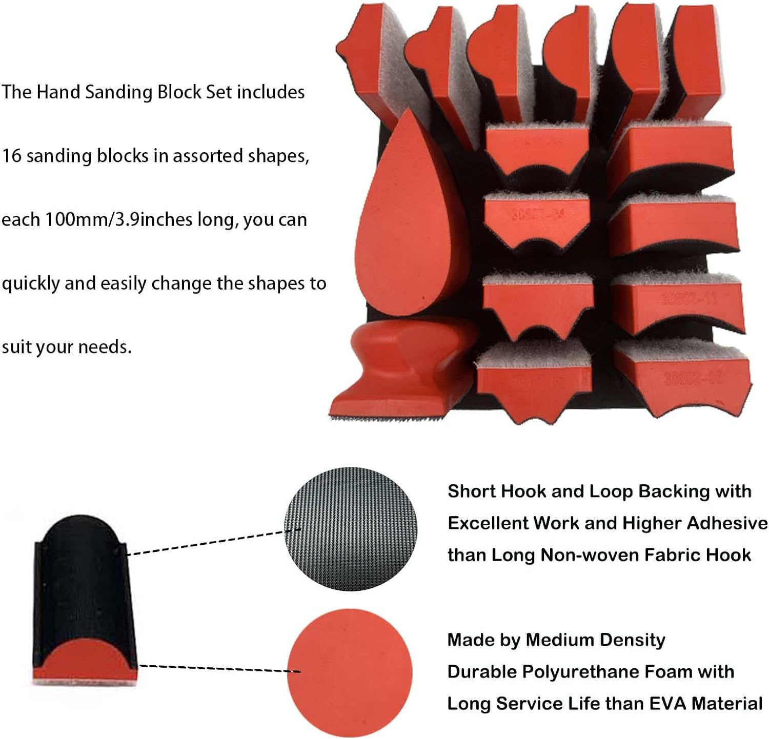 Versatile 16pc Sanding Block Set for Wood, Auto, Craft - Interchangeable Pads 3 Versatile 16pc Sanding Block Set for Wood, Auto, Craft - Interchangeable Pads - Image 3