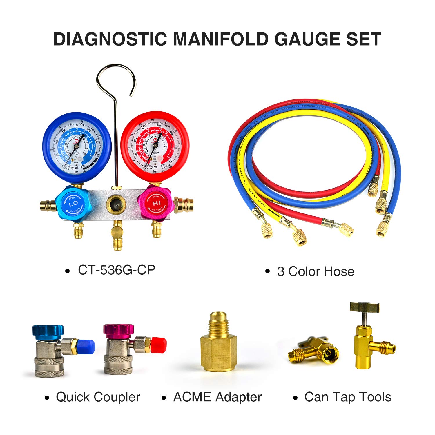 Professional HVAC Manifold Gauge Set for R410a R134a R22 with 4FT Hoses 4 Professional HVAC Manifold Gauge Set for R410a R134a R22 with 4FT Hoses - Image 4