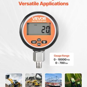 Professional Hydraulic Pressure Gauge 10000 PSI Digital LCD Display