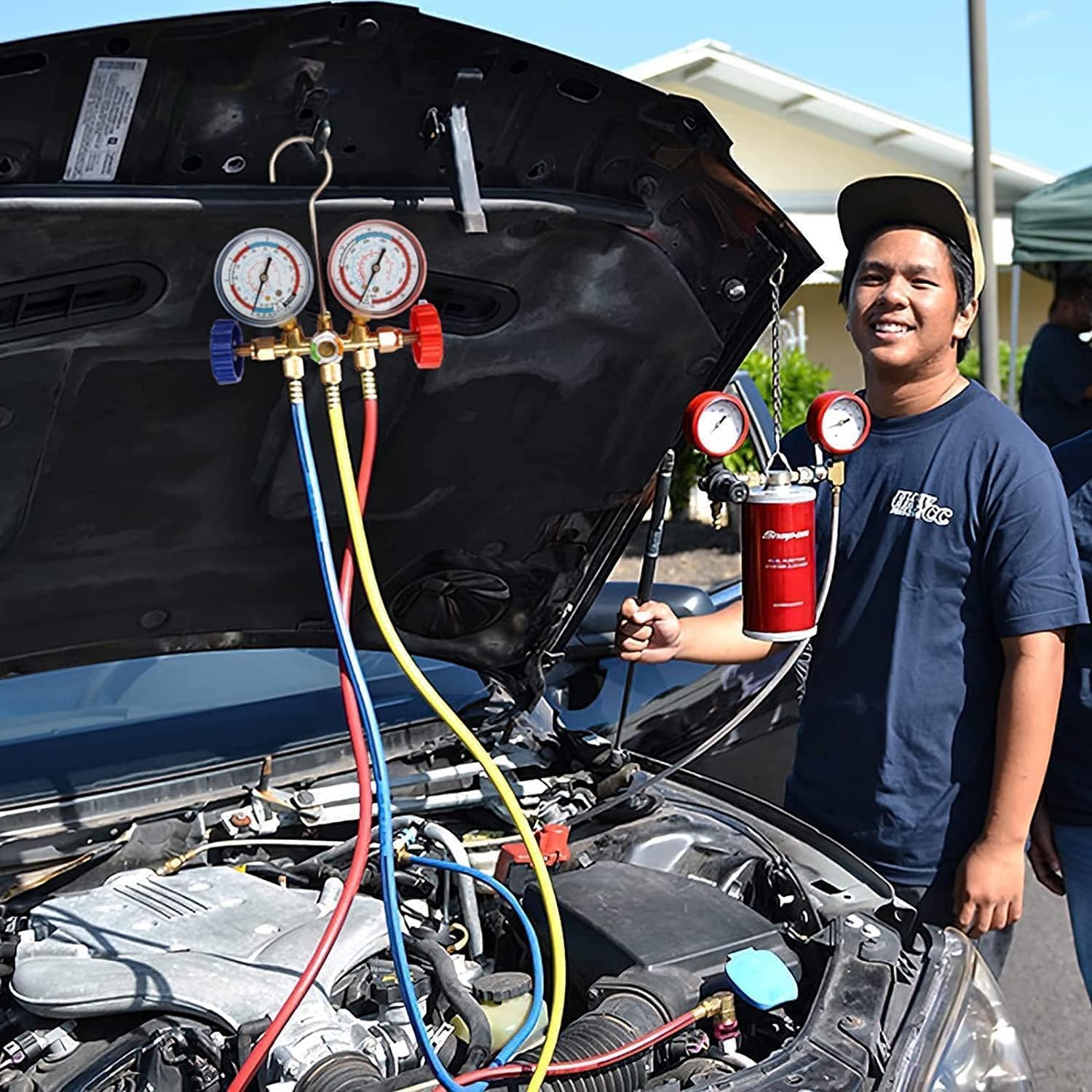 Professional HVAC 3-Way R410A Manifold Gauge Set with Hoses & Adapters 5 Professional HVAC 3-Way R410A Manifold Gauge Set with Hoses & Adapters - Image 5