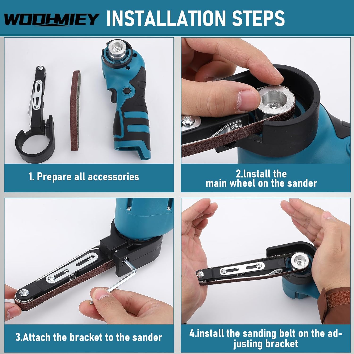 Cordless Belt Sander 16.8V with 15 Belts for Wood Metal Grinding 6 Cordless Belt Sander 16.8V with 15 Belts for Wood Metal Grinding - Image 6