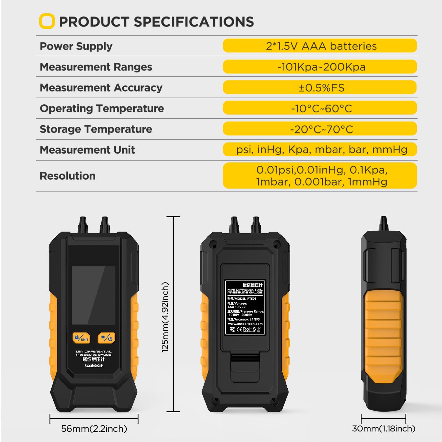 LINXINO Digital Manometer HVAC Gas Pressure Tester Dual Port Gauge kPa 9 LINXINO Digital Manometer HVAC Gas Pressure Tester Dual Port Gauge kPa - Image 9