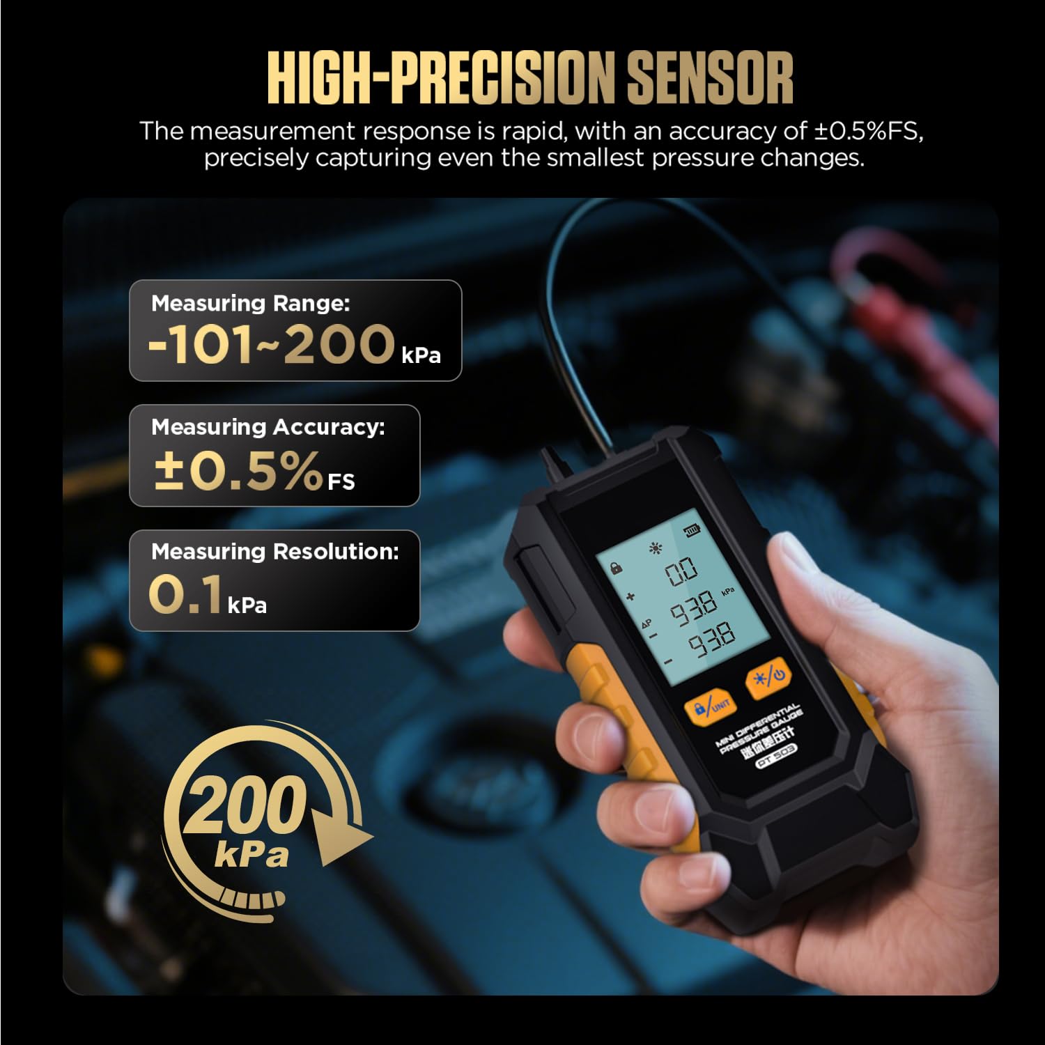 LINXINO Digital Manometer HVAC Gas Pressure Tester Dual Port Gauge kPa 2 LINXINO Digital Manometer HVAC Gas Pressure Tester Dual Port Gauge kPa - Image 2
