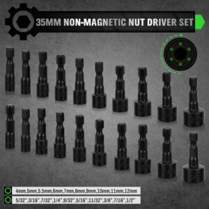 Magnetic Hex Nut Driver Set: 39-Piece SAE & Metric Power Drill Bits Kit