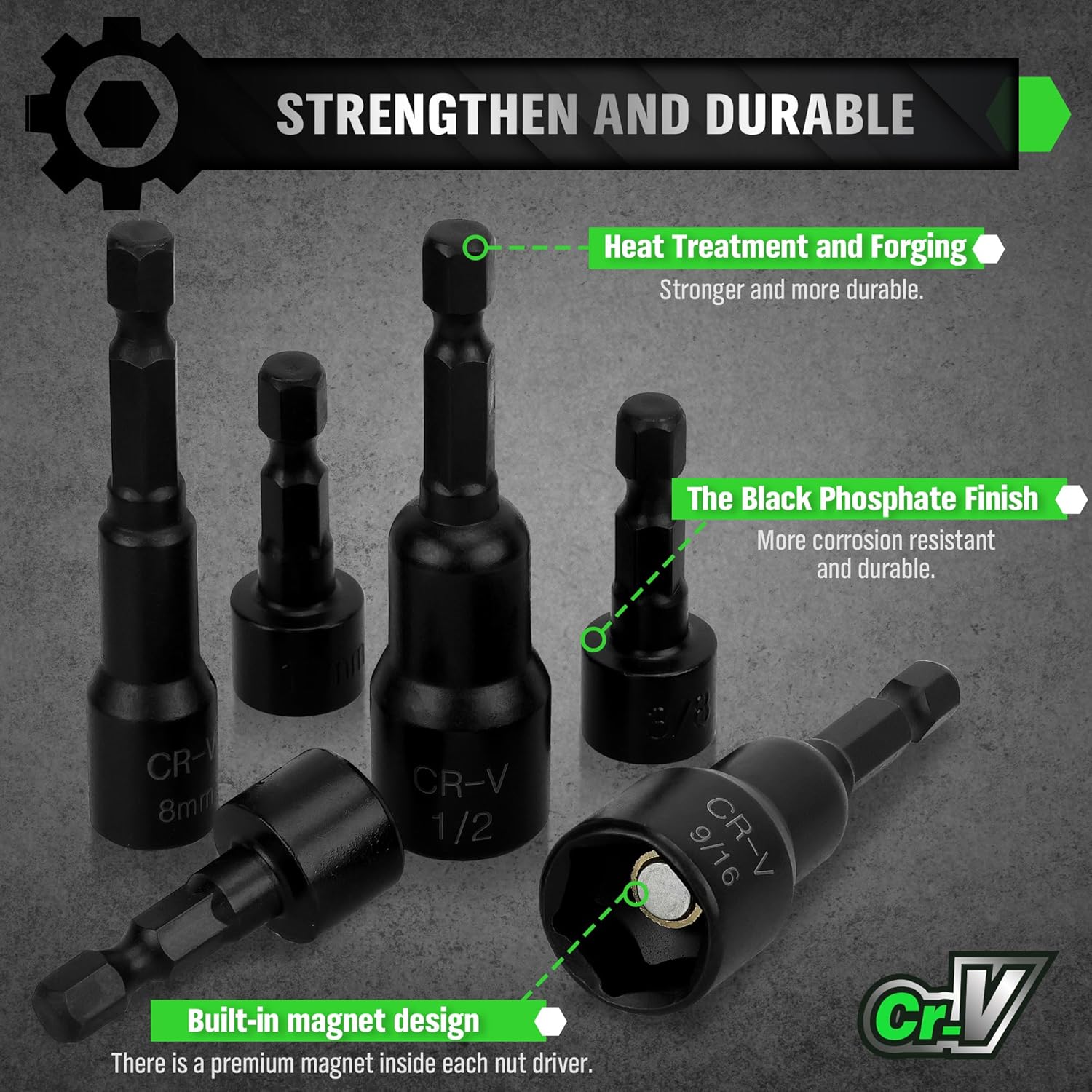 Magnetic Hex Nut Driver Set: 39-Piece SAE & Metric Power Drill Bits Kit 4 Magnetic Hex Nut Driver Set: 39-Piece SAE & Metric Power Drill Bits Kit - Image 4