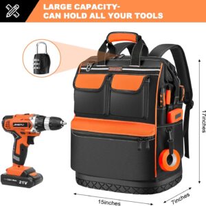 Pro HVAC Electrician Tool Backpack | Waterproof Heavy Duty Gear Bag | Orange