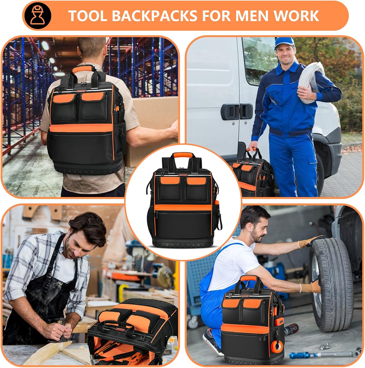 Pro HVAC Electrician Tool Backpack | Waterproof Heavy Duty Gear Bag | Orange 6 Pro HVAC Electrician Tool Backpack | Waterproof Heavy Duty Gear Bag | Orange - Image 6