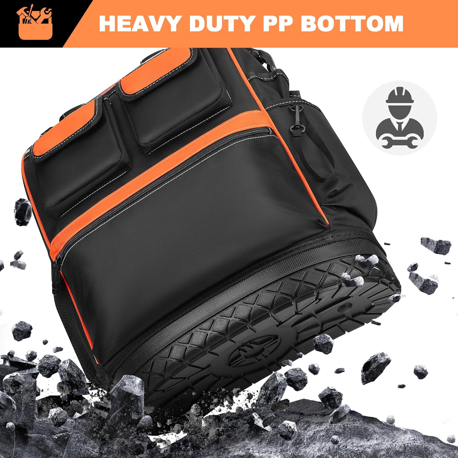 Pro HVAC Electrician Tool Backpack | Waterproof Heavy Duty Gear Bag | Orange 7 Pro HVAC Electrician Tool Backpack | Waterproof Heavy Duty Gear Bag | Orange - Image 7