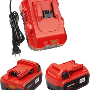KOOMICY 2Pack 18V 6.0Ah Batteries Replacement for Milwaukee M-18 Battery and 1 Charger Set