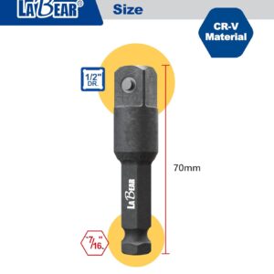 LABEAR 7/16 to 1/2 Impact Socket Adapter | Heavy-Duty Hex Driver Conversion Tool