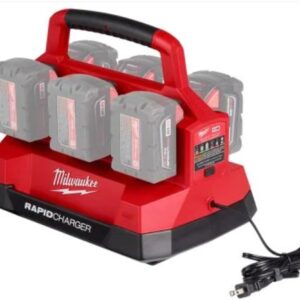 Milwaukee M18 PACKOUT 6-Bay Rapid Charger for Power Tools | Fast Battery Charging Station