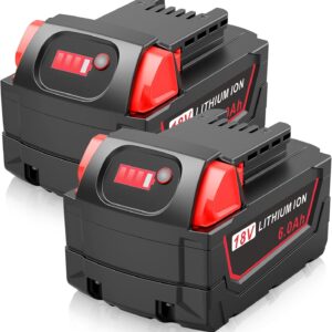 PASUKTER 6.0Ah 18V Battery Replacement for Milwaukee MK18,M-18/M-18B/48-11-1812/48-11-1862/48-11-1852/48-11-1828/48-11-1815/48-11-10/48-11-1820/48-11-1840/48-11-1850/48-11-1860 (2 Pack)