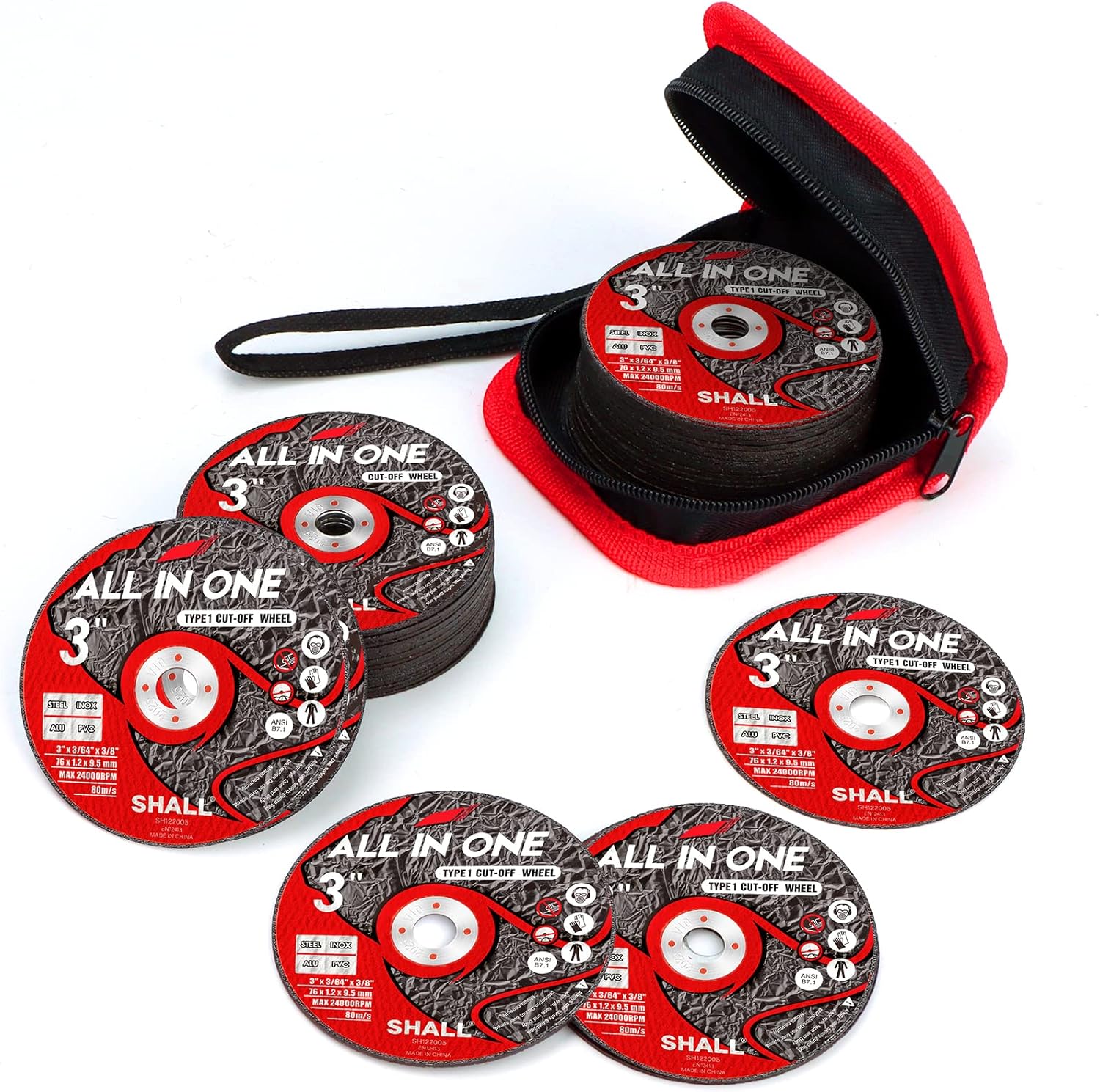 3" Cut Off Wheels 25-Pk Metal Cutting Disc | Ultra-Thin Angle Grinder Blades 1 SHALL 25-Pack Cut Off Wheels 3” x 3/8” x 3/64” - Ultra Thin Cutting Wheel with Pouch for Angle Grinder & Cut-Off Tools - Fast Cutting Disc for INOX, Steel, Iron, Non-Ferrous Metal & PVC