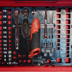 Socket Set Organizer for Milwaukee Drawer Packout – 56 PIece & 11 Socket Set Insert Secure and Organized Storage for Wrenches, Sockets, Tools, Durable and Packout Compatible