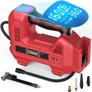 160PSI Cordless Tire Inflator Compatible with Milwaukee 18V Air Compressor, Portable Air Pump Automatic Shut Off, LED Light, Digital Pressure Gauge for Cars Motorcycles Bikes(Bare Tool)