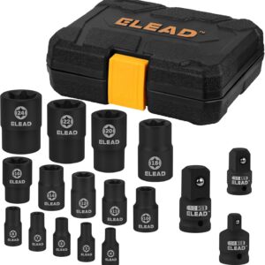 17-Piece Inverted E-Torx Socket Set - Premium Impact Cr-V Steel E4 - E24 Star Female Sockets for Impact Wrench 1/2 3/8 1/4 Drive Precision Torque Kit with Storage Case