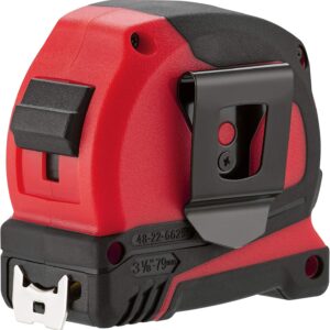 Milwaukee 8m Pro Compact Tape Measure | Durable Red 26ft Measuring Tool | Precision Metric/Imperial