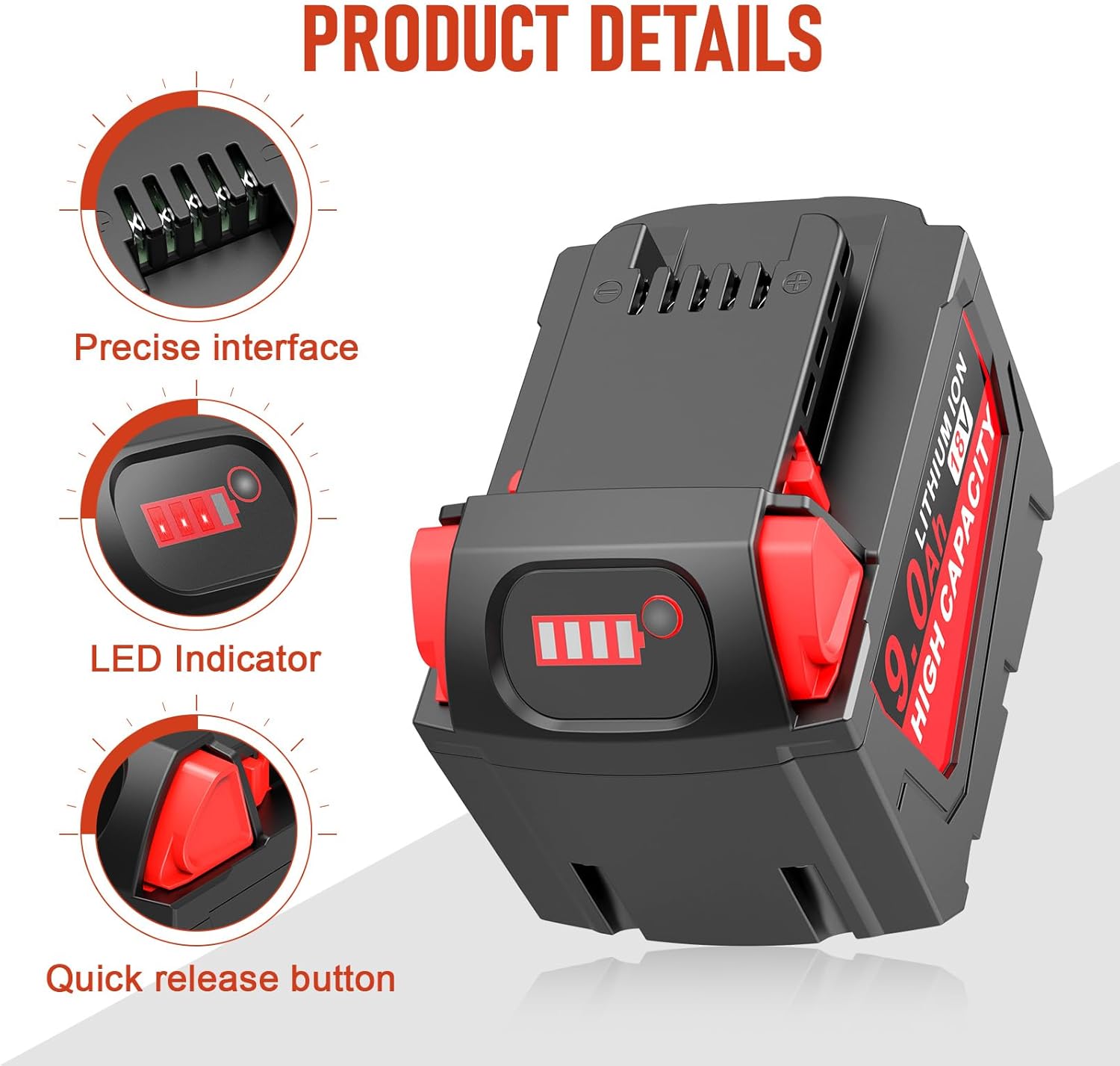 Milwaukee 18V 9.0Ah High Capacity Battery 2-Pack | Compatible M18 Cordless Tools 3 Milwaukee 18V 9.0Ah High Capacity Battery 2-Pack | Compatible M18 Cordless Tools - Image 3