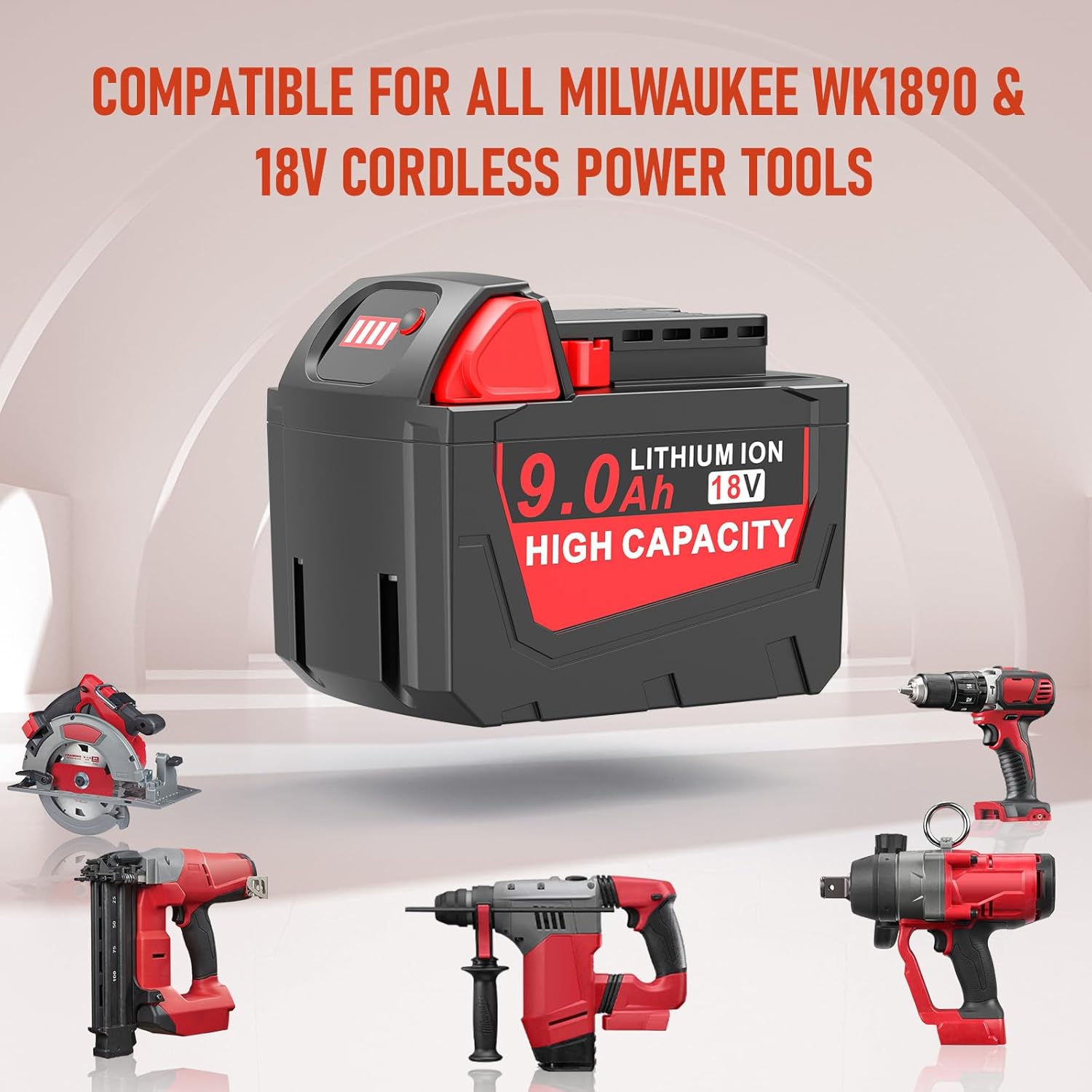 Milwaukee 18V 9.0Ah High Capacity Battery 2-Pack | Compatible M18 Cordless Tools 5 Milwaukee 18V 9.0Ah High Capacity Battery 2-Pack | Compatible M18 Cordless Tools - Image 5