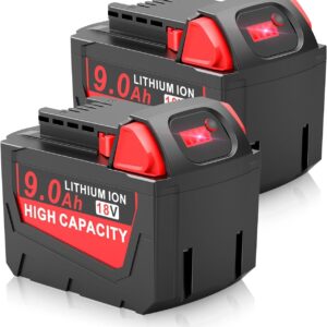 2 Pack 9.0Ah 18V Battery Replacement for Milwaukee WK1890 Mk-18 Tools, Compatible with 48-11-1840, 48-11-1828, 48-11-1820, 48-11-1815, 48-11-1850, 48-11-1890, 2646-22CT Cordless Power Tools
