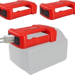 2 Pack USB Charger Adapter for Milwaukee M18 18V Battery with USB & Type-C Fast Charging Power Wheel Adapter (No Battery)