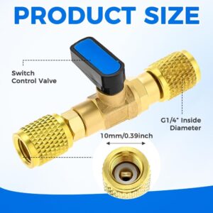 Brass AC Ball Valve Adapter 1/4 SAE Female HVAC Refrigeration Connector
