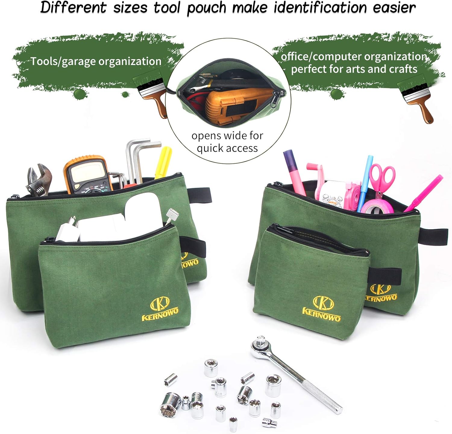 Heavy Duty Canvas Tool Pouch Set: 4-Pack Water-Resistant Storage Bags 4 Heavy Duty Canvas Tool Pouch Set: 4-Pack Water-Resistant Storage Bags - Image 4